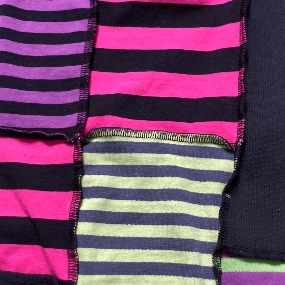 The Ragged Priest Patchwork Striped Long Sleeve Crop Pink Purple Green Size S - Picture 7 of 11